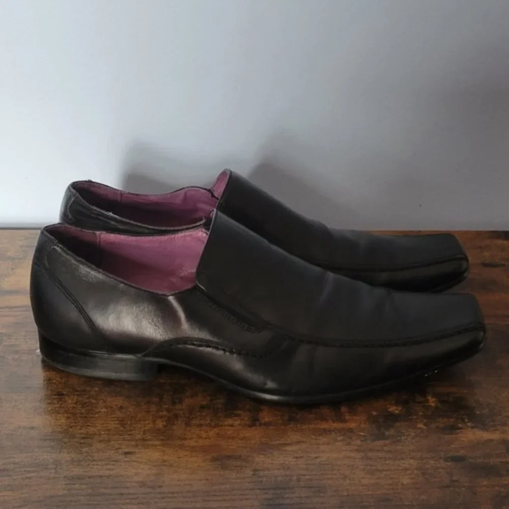 Aldo Men’s Black Leather Slip-On Dress Shoes | Sleek Square Toe - Size 9